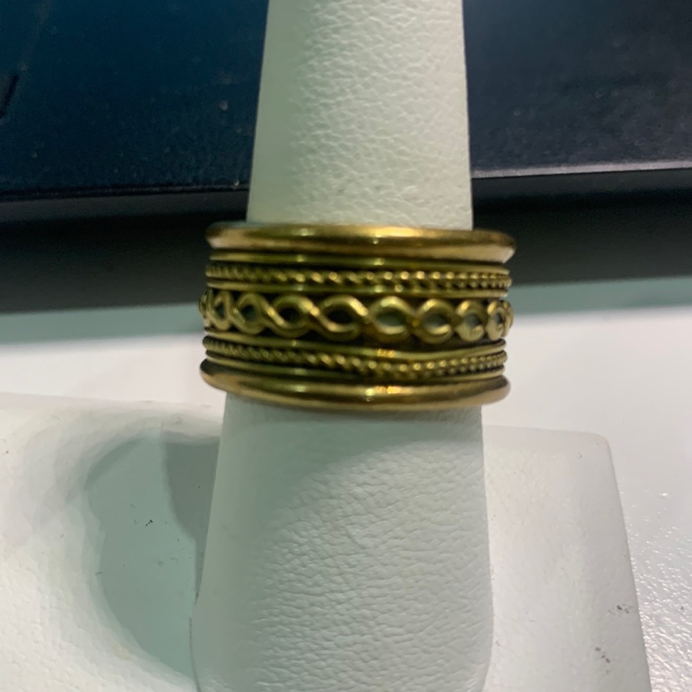 Vintage Solid Brass Braided Design Adjustable Rin… - image 1